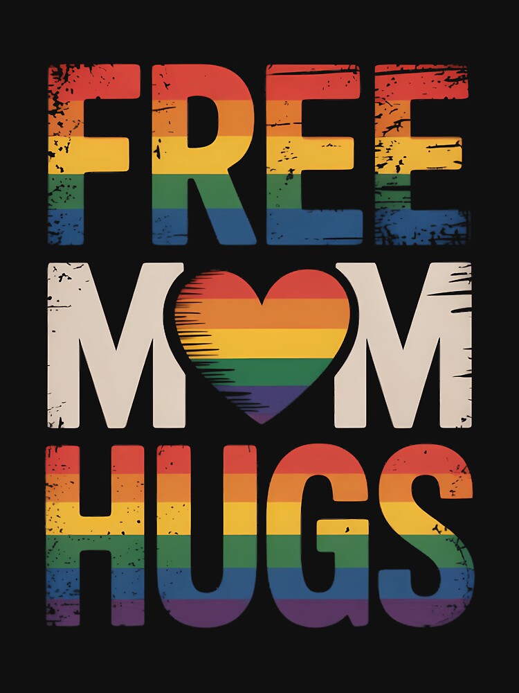 Free Mom Hugs Pride Mom LGBTQ Heart rainbow transgender flag by TrinaEspinoza