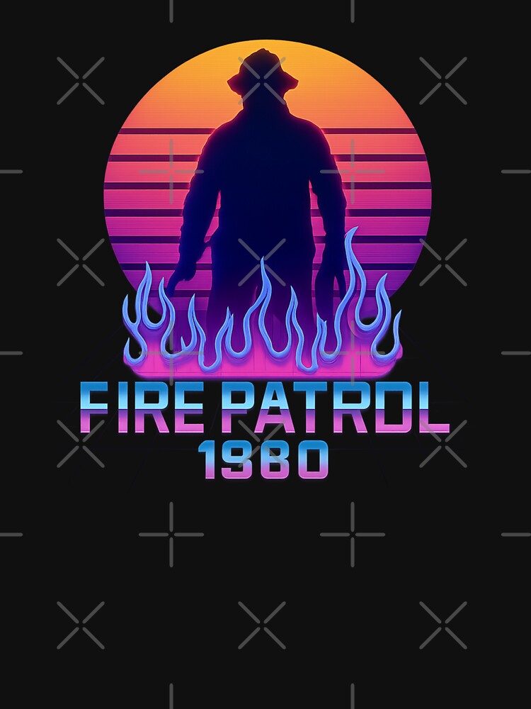 Fire Patrol 1980 - Retro Synthwave Firefighter Neon Grid Design by MKreative Studio