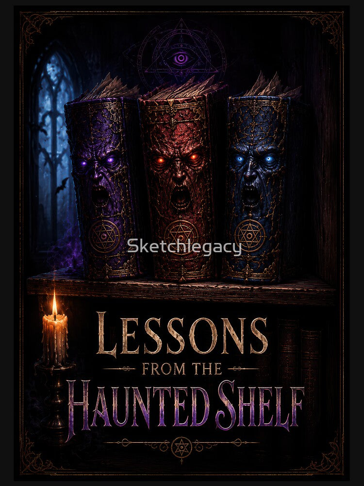 Lessons from the Haunted Shelf Gothic Book Poster by Sketchlegacy