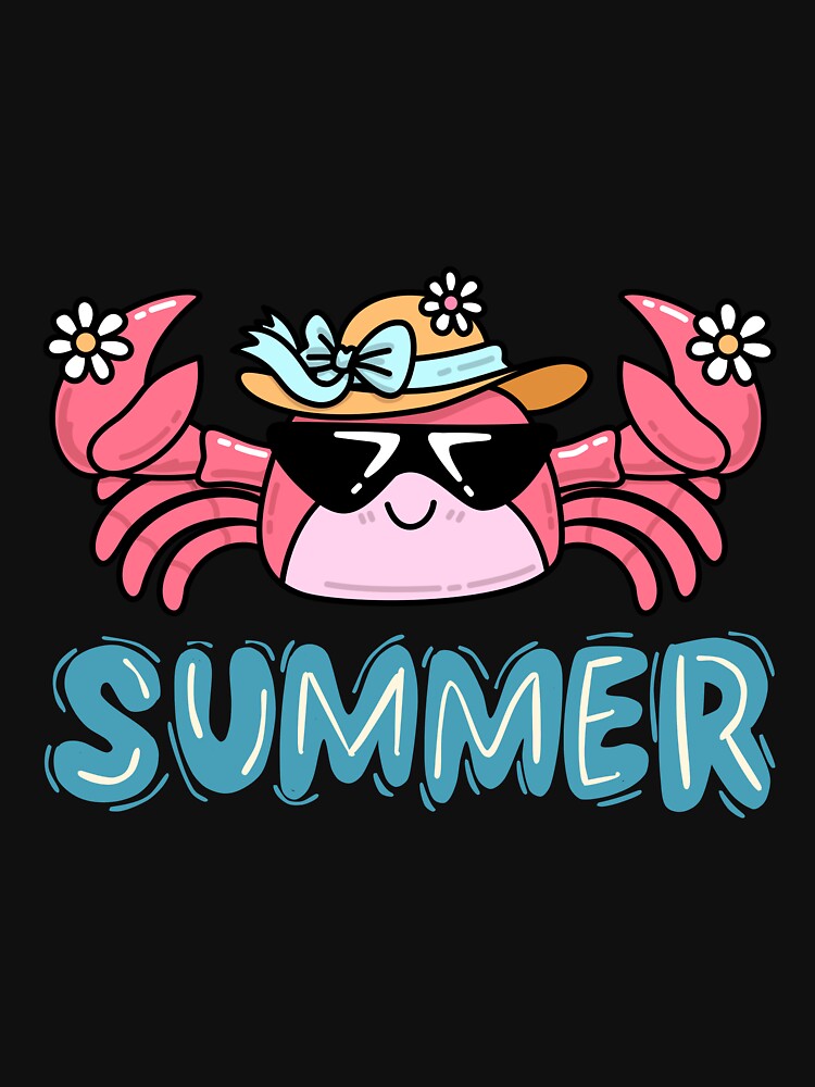 Cute Summer Crab Sunglasses Beach Kids T-Shirt by FestivityFinds