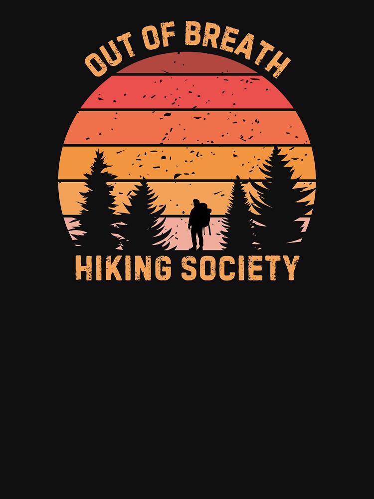 Out Of Breath Hiking Society Retro Sunset by StrideSuccess