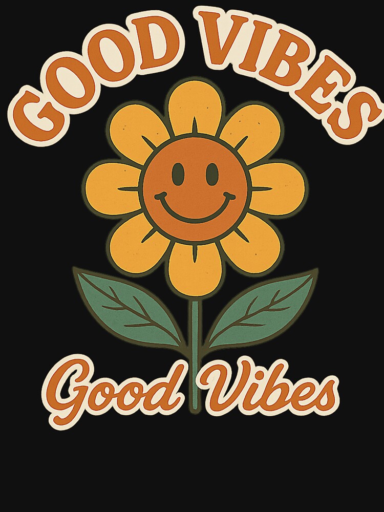 Retro Smiley Flower Sticker – Good Vibes 70s Aesthetic by NAVOZKA