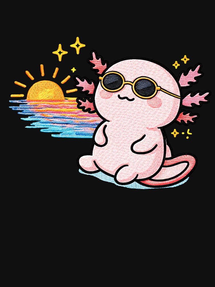 Sunset Chill Axolotl – Cute Kawaii Relaxing Summer Axolotl with Sunglasses by ColorSplash123