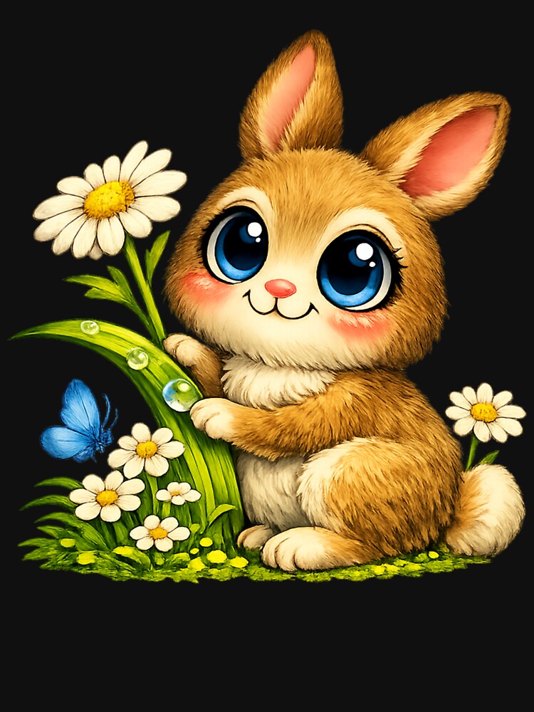 Cute bunny bunny on a flower meadow by MyPersonalShirt