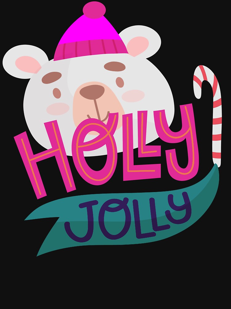 Retro vintage pink polar bear-christmas holly jolly by hamzablk
