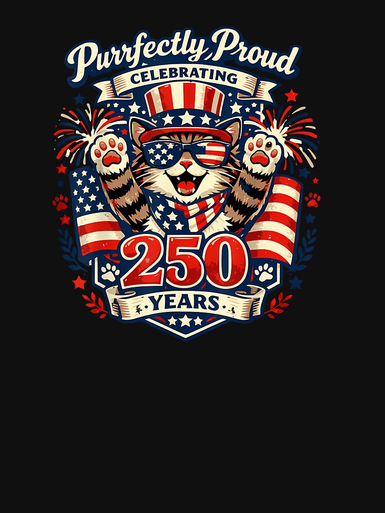Patriotic Cat 1776-2026 Usa Flag by heymbe
