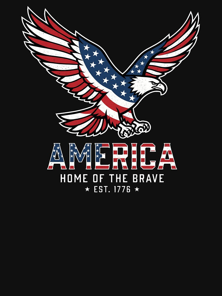 America Home of the Brave Patriotic Eagle Est 1776 by Off-Road-Zone