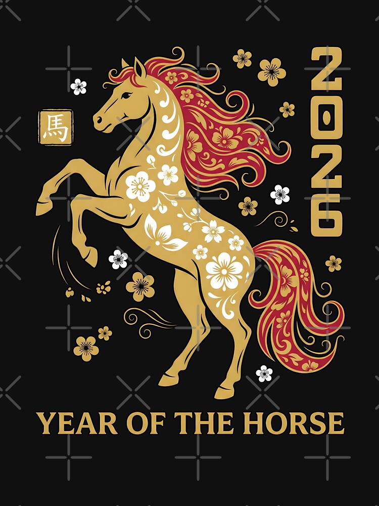 Chinese New Year Shirt – Happy New Year 2026 Year of the Horse, Lunar Zodiac Gift Graphic Tee by saloui