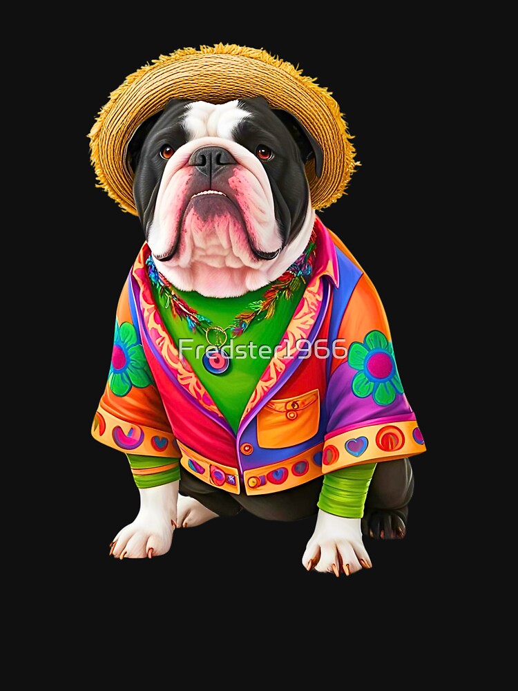 Groovy 1970s English Bulldog – Love, Peace & Retro Vibes by Fredster1966