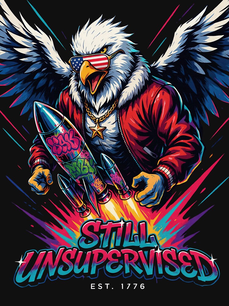 Still Unsupervised Gangster Eagle Gold Chain Rocket Tee v8 by DarylWelsh2024