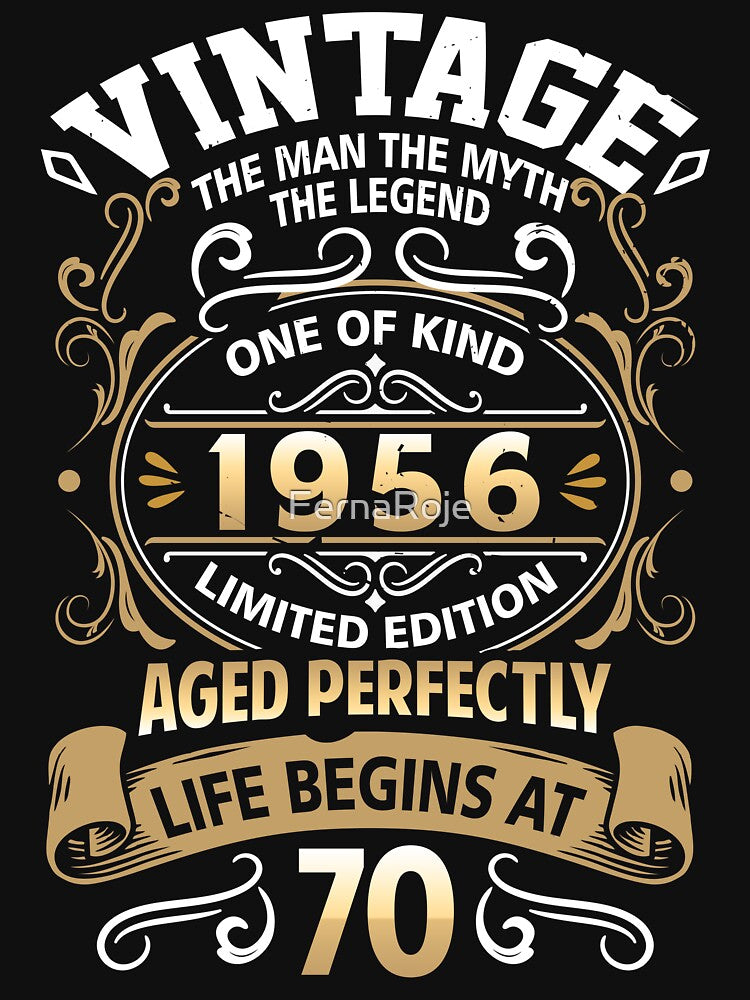 70th Birthday Vintage 1956 Man Myth Legend Retro Birthday Gift by FernaRoje