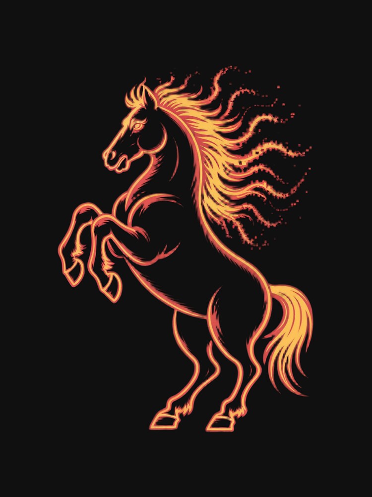 Fire Horse Neon Zodiac — Chinese Zodiac 2026 Cyberpunk T-Shirt Design by dose-of-art-lab