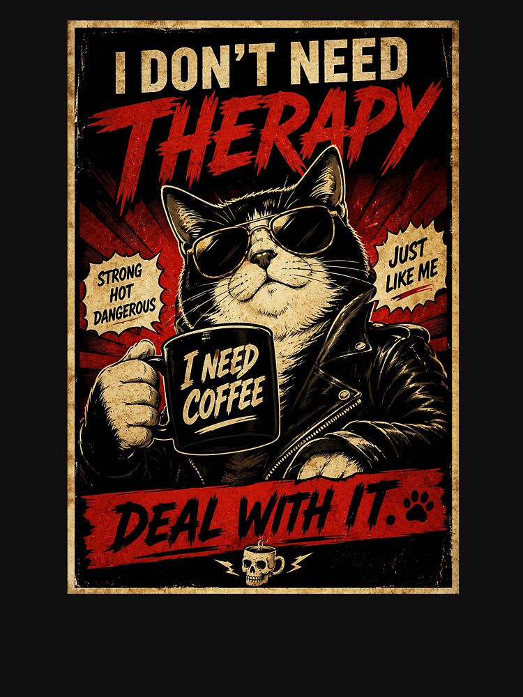 Funny Coffee Cat Attitude Vintage Poster Style Sarcastic by Modaozushi216