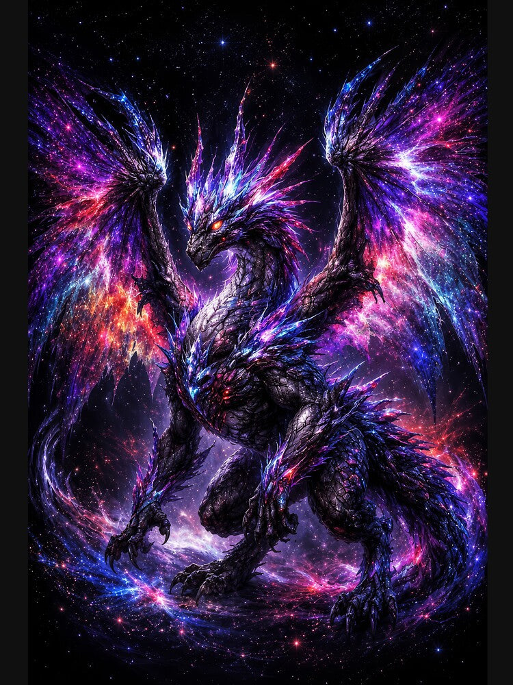 Cosmic Galaxy Dragon – Celestial Nebula Fantasy Dragon Art by DrakariArt