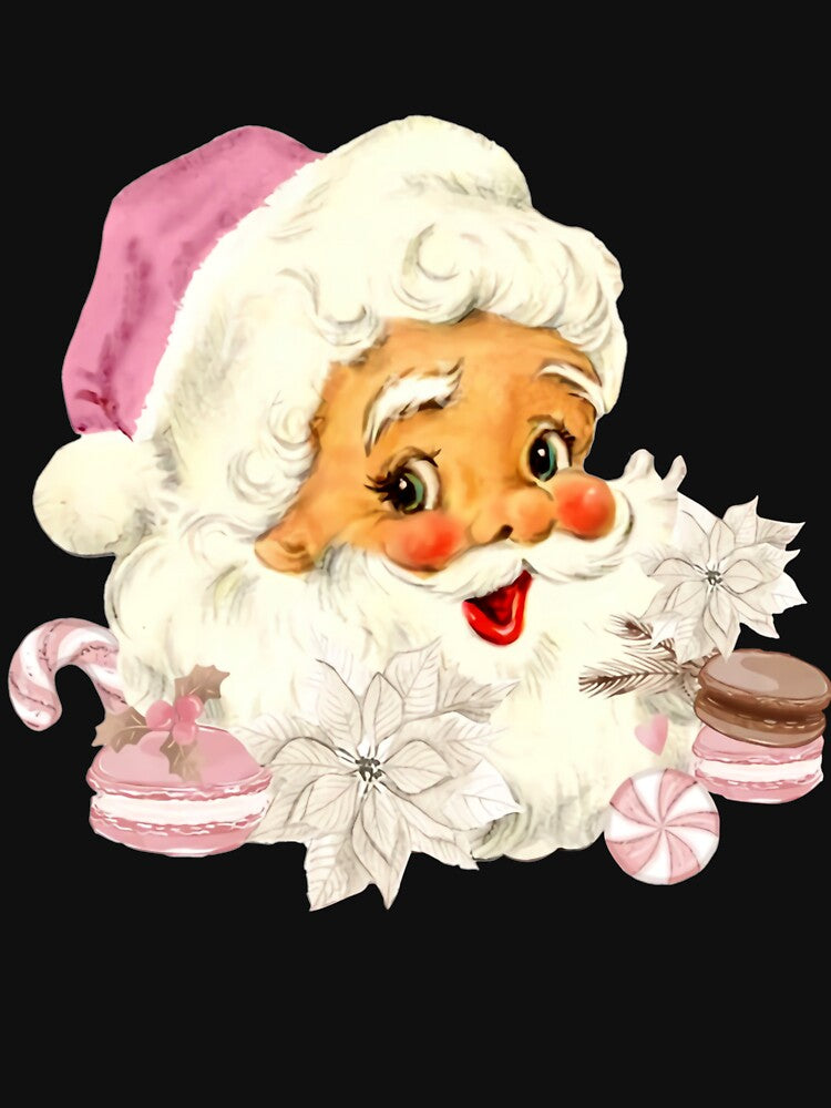 Distressed Vintage Pink Santa Claus Pink Christmas by Kinalan
