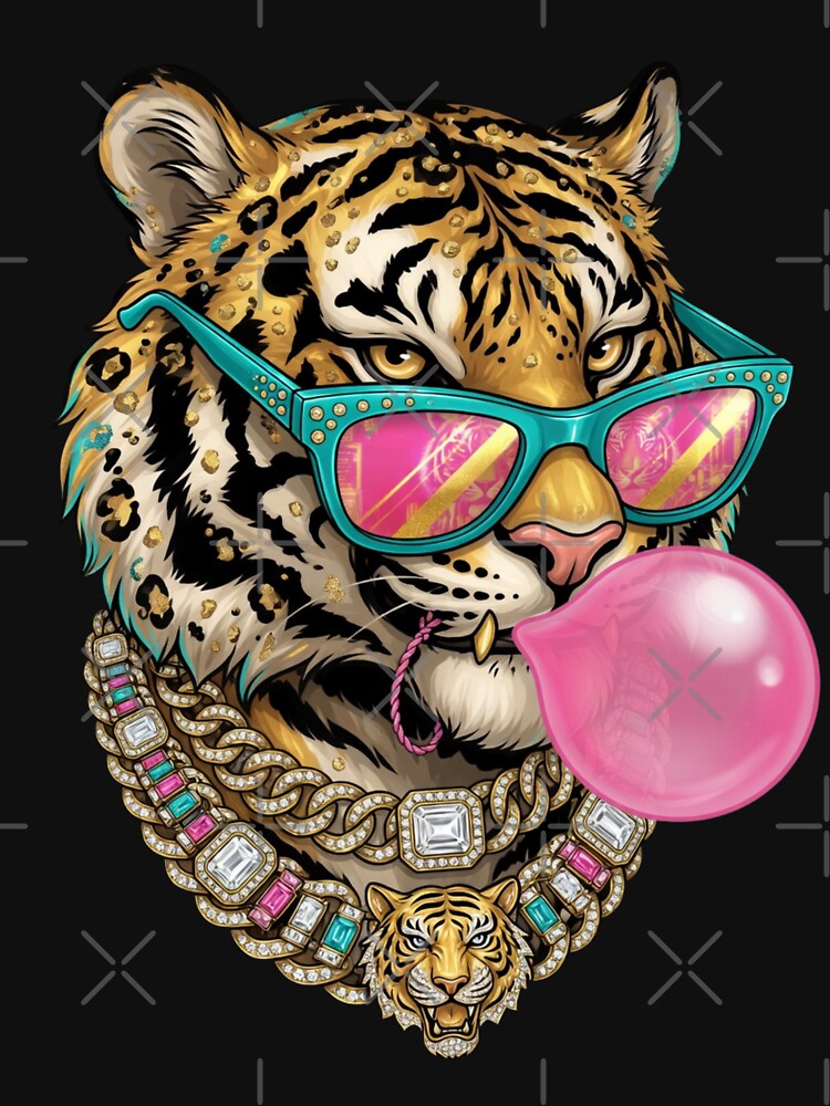 Cute Tiger Bubblegum Wearing Sunglasses Wildlife Animal by CF_VintageDesign