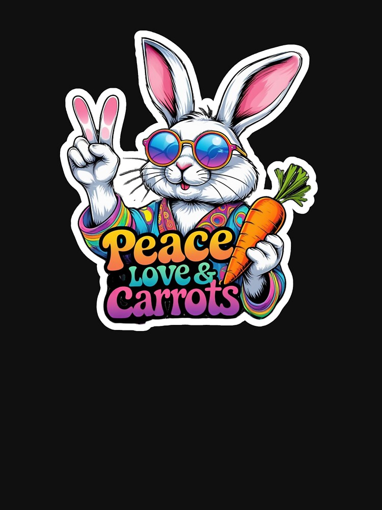 Peace, Love & Carrots – Groovy Hippie Bunny Retro Easter Design by bannzy