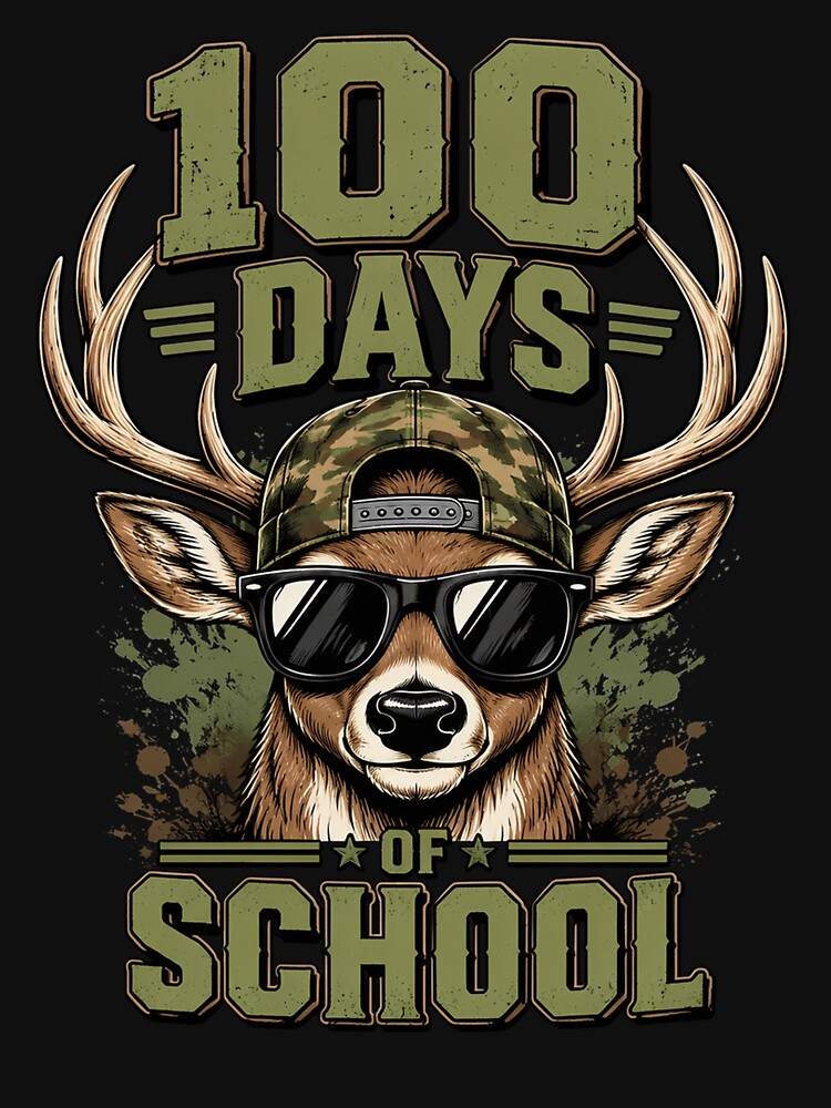 100 Days of School Deer Hunting Deer Camo Hunter by OlakunleOloroz