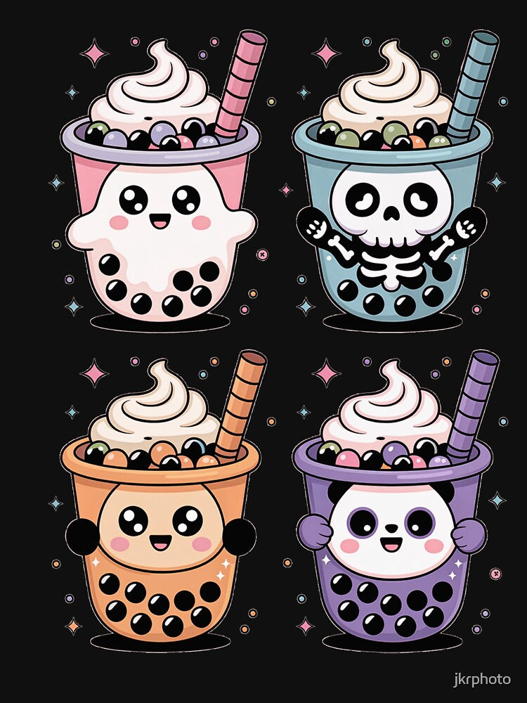 Kawaii Halloween Bubble Tea Characters by jkrphoto