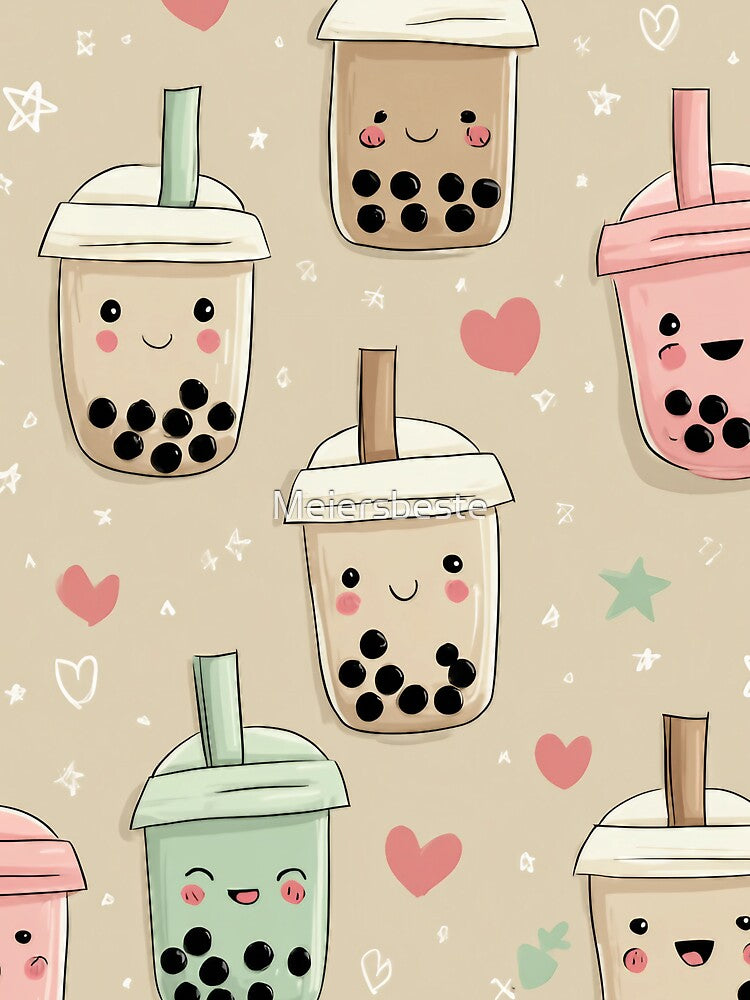Kawaii Bubble Tea Pattern – Cute Boba Cups by Meiersbeste