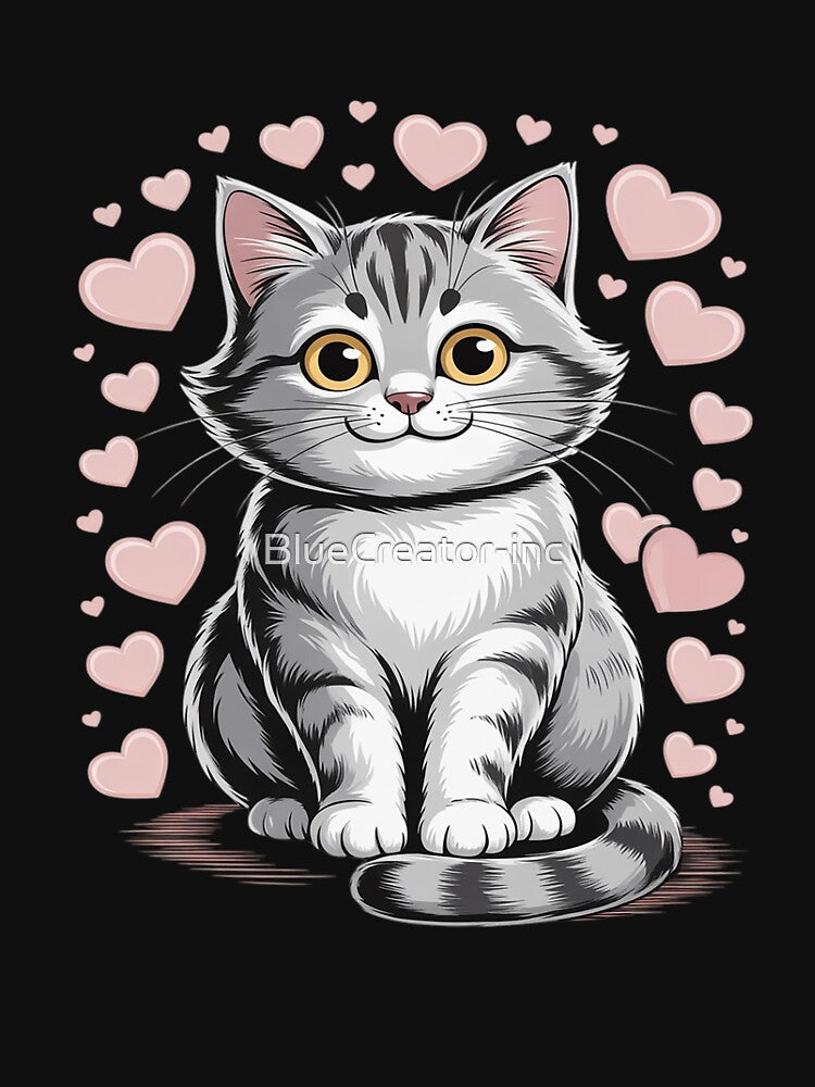 Fluffy Grey Cat Print Men Women Kids by BlueCreator-inc