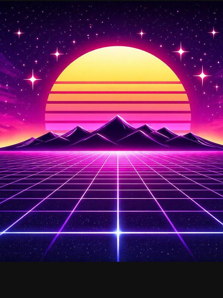 Neon Retro Sunset Synthwave Horizon Minimal Aesthetic Design by Sadia  Jannat