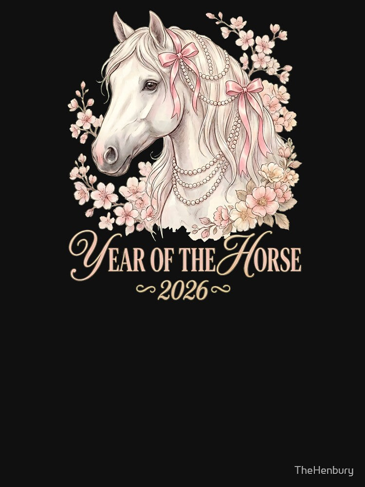 Horse with Pink Bows – Year of the Fire Horse 2026 Aesthetic by TheHenbury