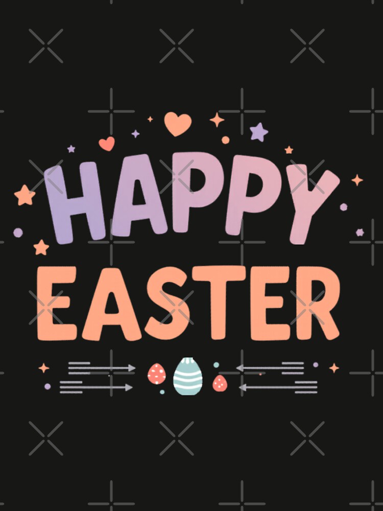 Rainbow Happy Easter Pastel Typography with Decorated Eggs by Crazyegg01