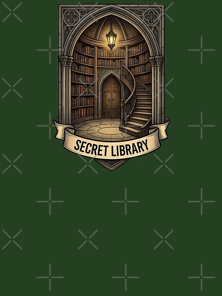 Secret Library - Gothic Dark Academia Bibliophile Art Sticker by M.O.K.