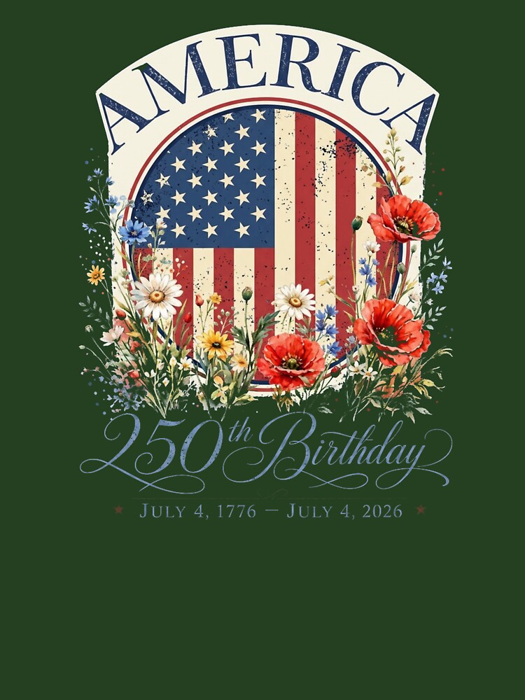 America 250th Birthday Wildflower Flag Vintage Design by SiarheiYur