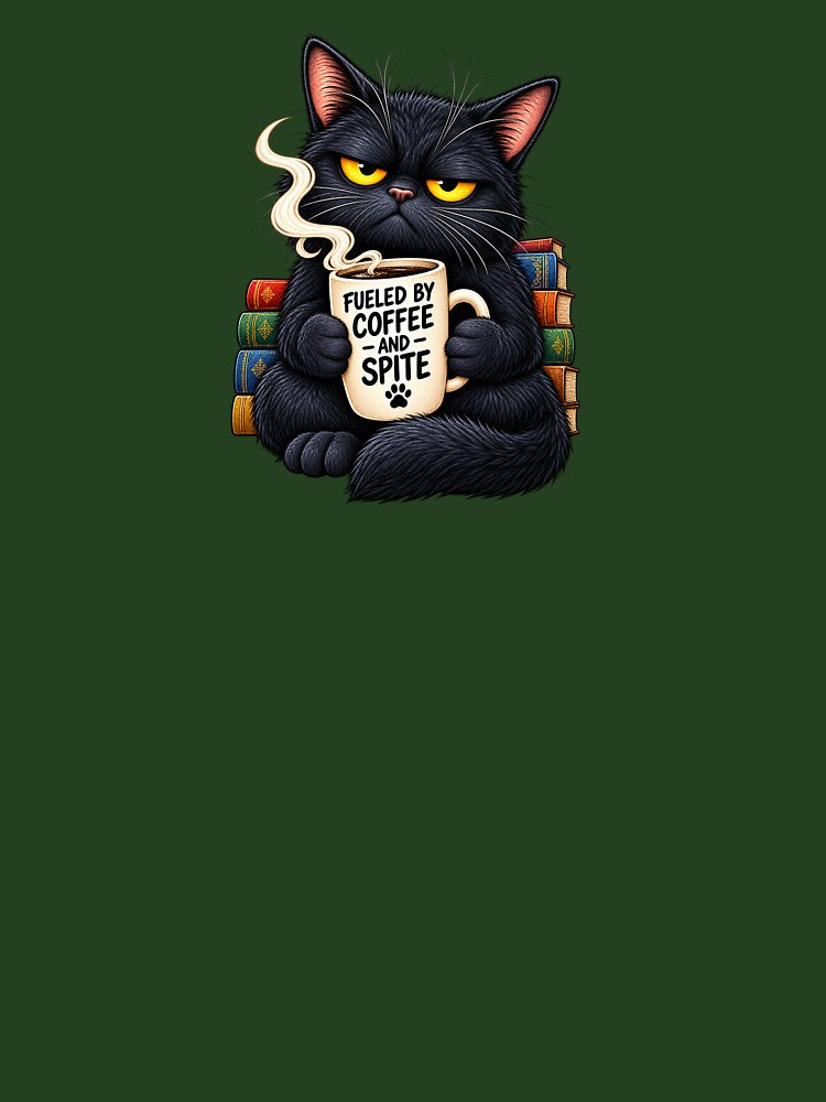 Fueled by Coffee and Spite Grumpy Black Cat by BrandonArtWorld