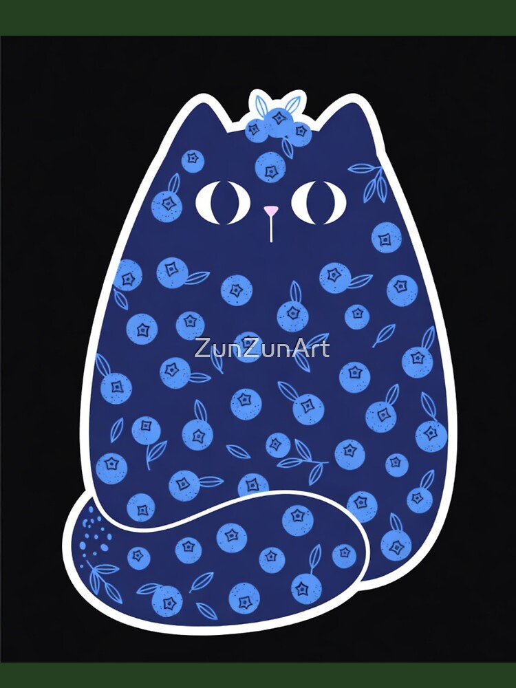 Chunky Blueberry Scandinavian Folk Cat by ZunZunArt