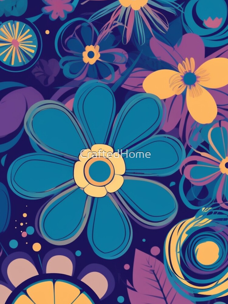 70s Hippy Flowers in Blue and Purple by CraftedHome
