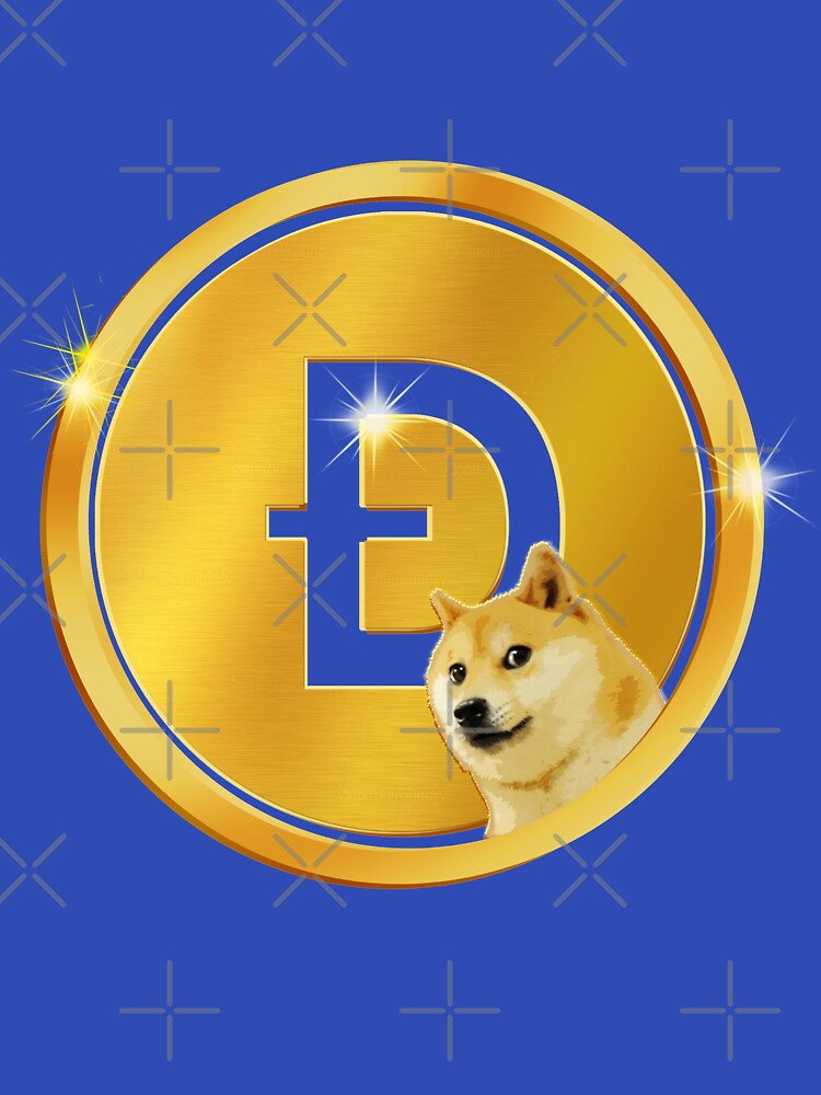 Golden Dogecoin Currency Emblem - Royal Blue & Gold Crypto Art by Art-PraveenRai
