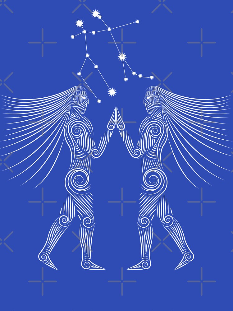 Gemini Zodiac Constellation White Minimalist Design by JAMerArc