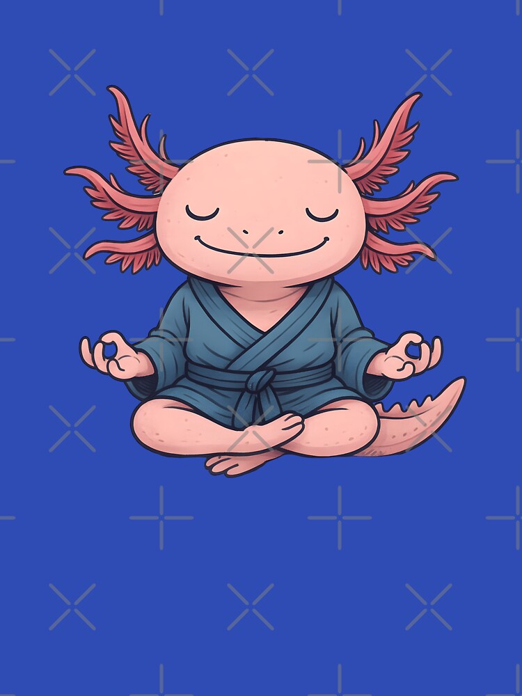 Zen Axolotl – Meditating Amphibian in Comic Style by Art Happens