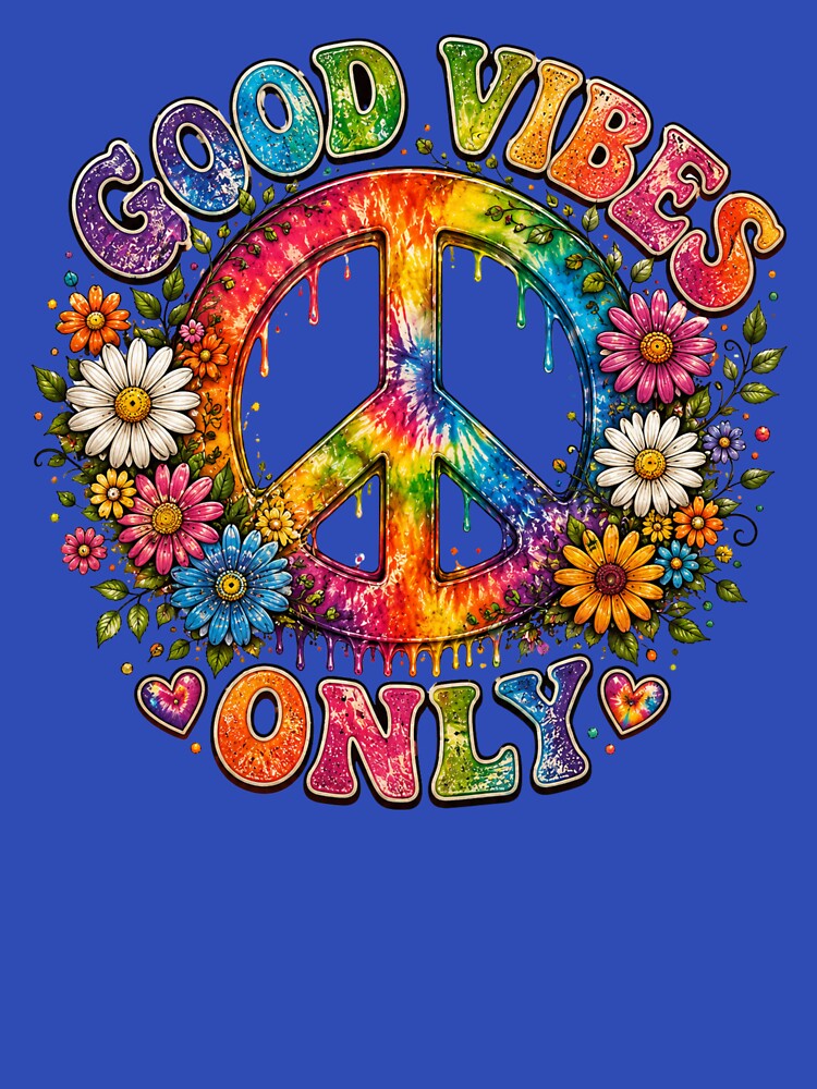 Good Vibes Only Rainbow Peace Sign by HippyRikky