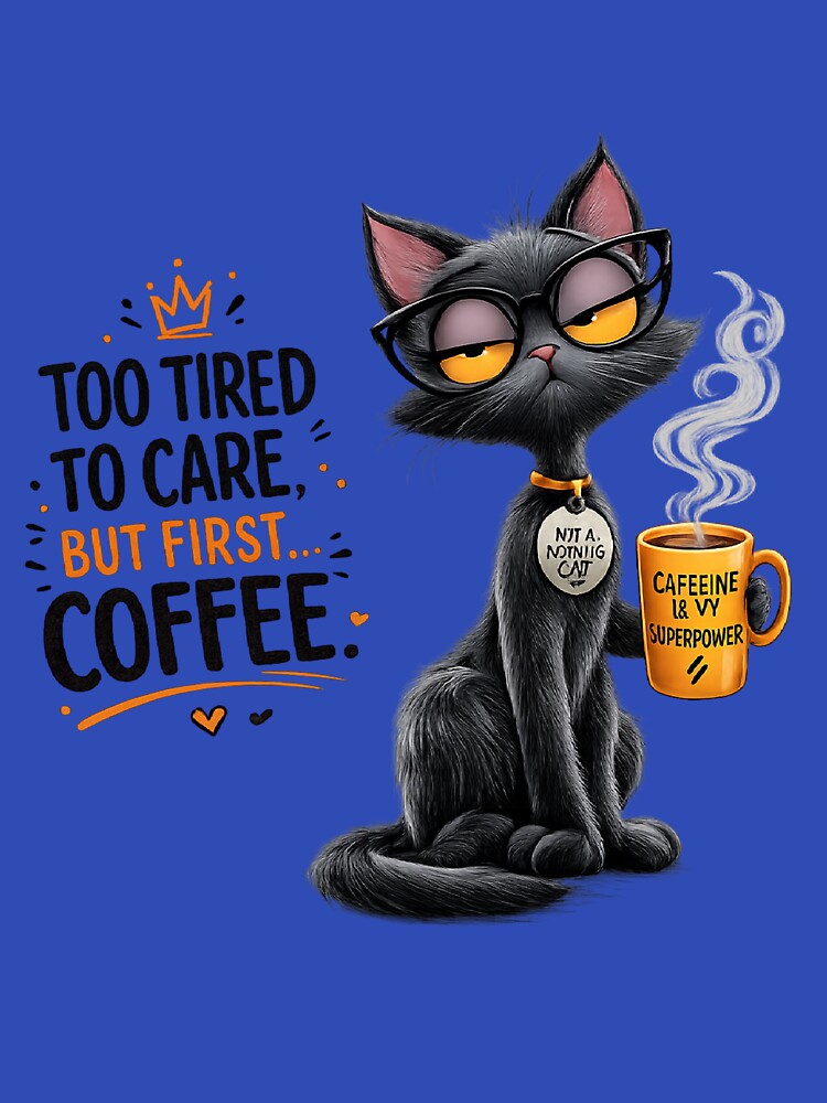 My Coffee, My Rules – Grumpy Black Cat | Funny Coffee Lover Shirt by aminomen