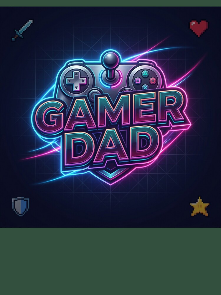 Gamer Dad – Neon Retro Gaming Controller Father's Day Design by RetroSystemCo
