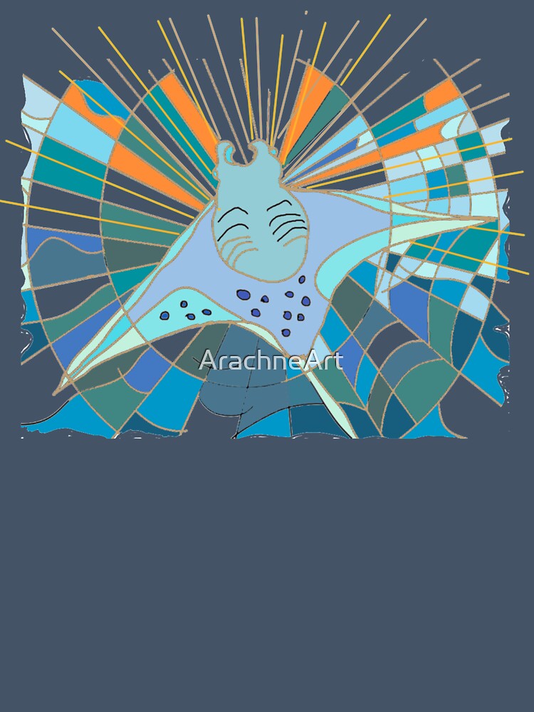 Mantaray heading towards the water surface under the sun by Arachne Art