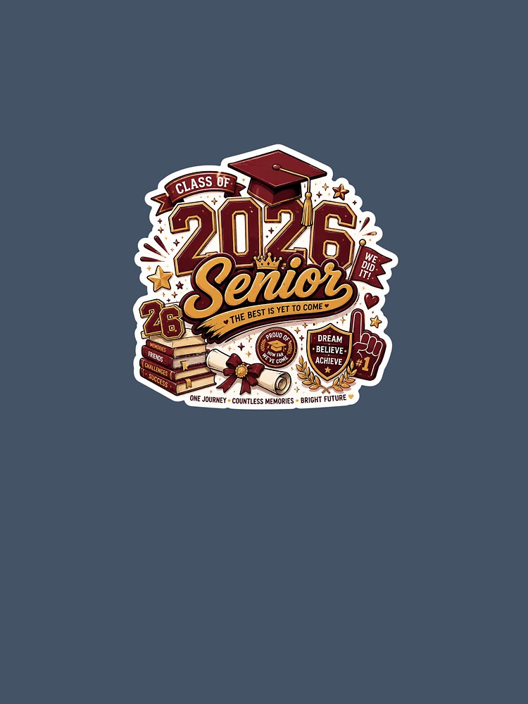 Class of 2026 Senior Sticker – Graduation Maroon Gold Aesthetic by Pransis_Diginer_26