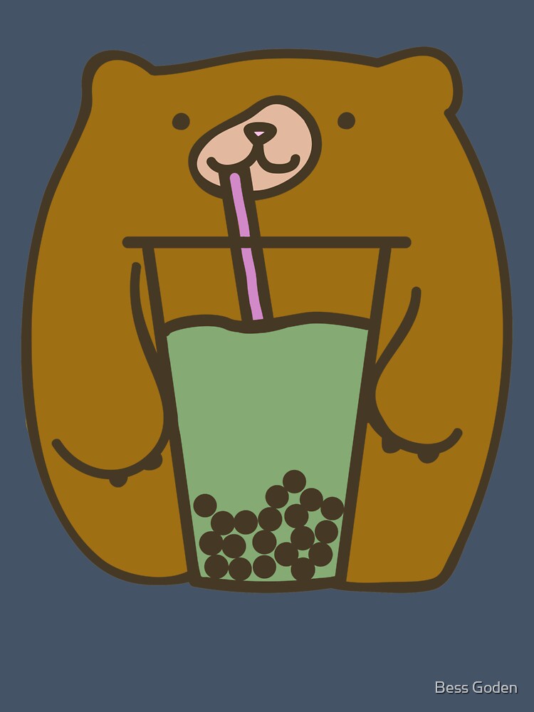 Cute Kawaii Bear Drinking a Green Tea Matcha Bubble/Boba Tea by SteamParliament