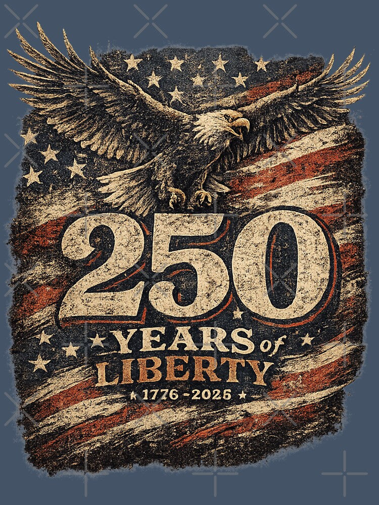 250 Years of Liberty Bald Eagle Vintage Patriotic USA Independence 1776–2026 T-Shirt by HOUSE OF TIST