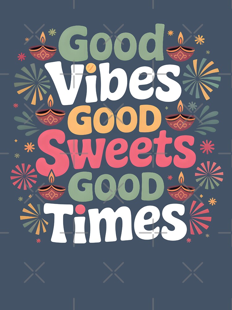 Good Vibes, Good Sweets, Good Times – Colorful Diwali Design by Jollys-ArtShop