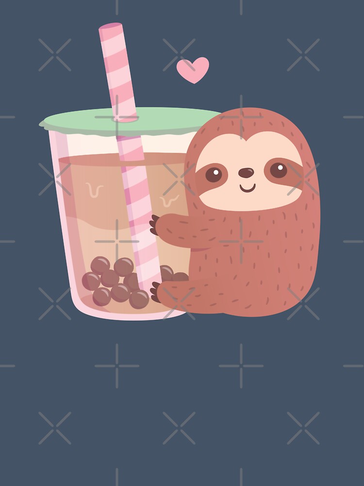 Cute Sloth Loves Boba Tea by rustydoodle