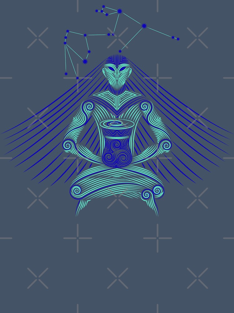 Aquarius Zodiac Constellation Blue Geometric Design by JAMerArc