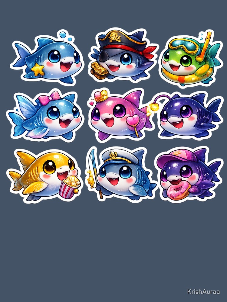 Cute Kawaii Shark Sticker by KrishAuraa