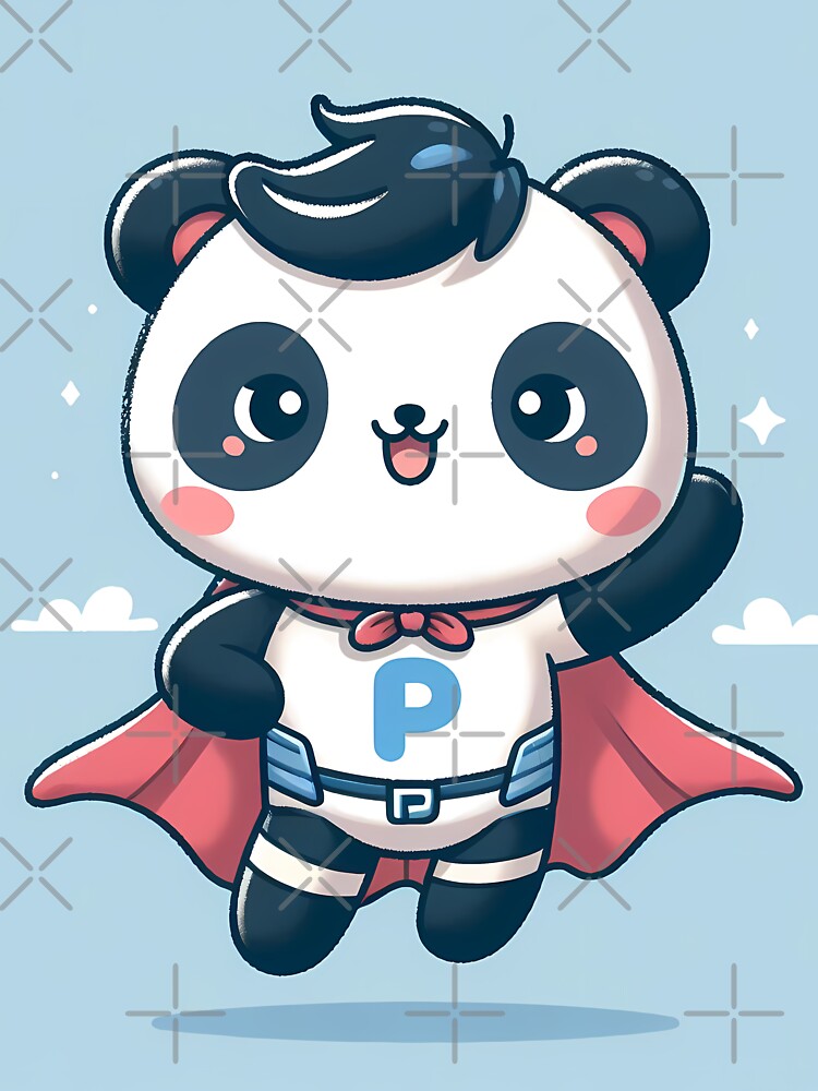 Cute Panda Superhero - Folk Art by heidiannemorris © by FOLK ART FUSION by heidiannemorris