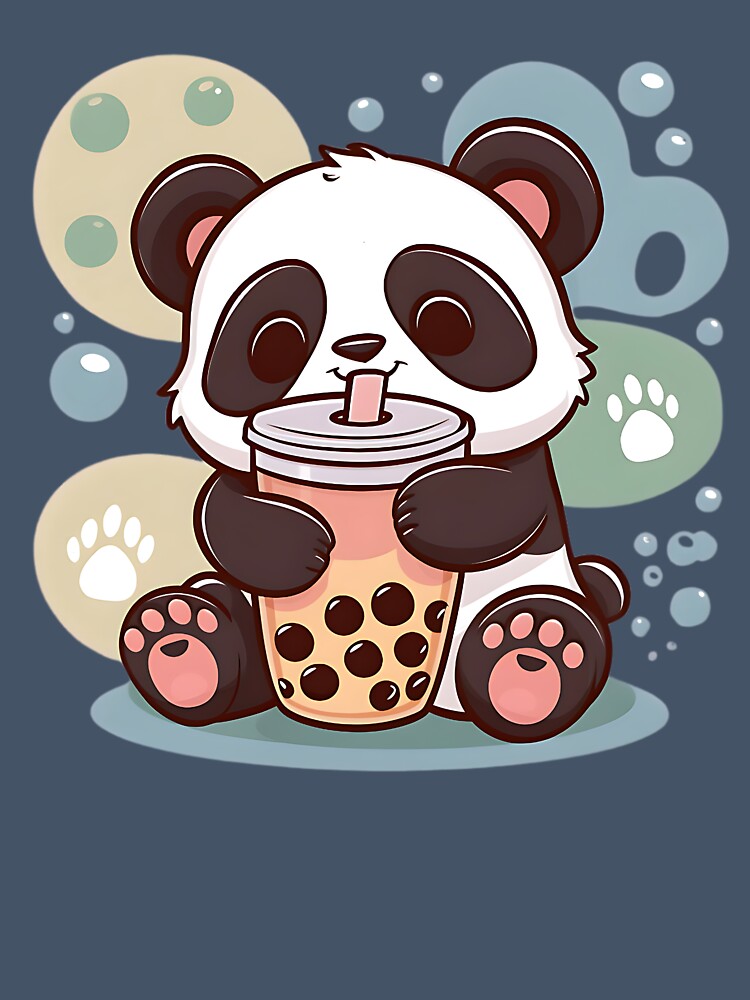 Adorable Kawaii Panda Drinking Boba Tea by artbybrado