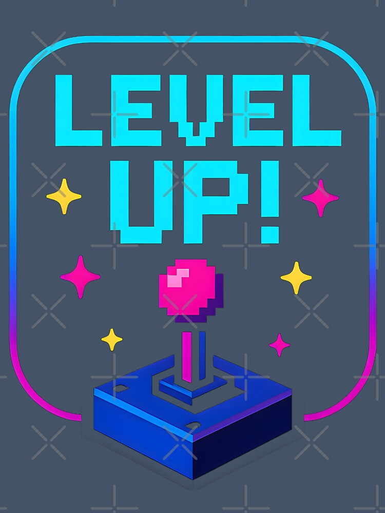 Retro Arcade Joystick Level Up 80s Pixel Art by DraftAndDoneArt